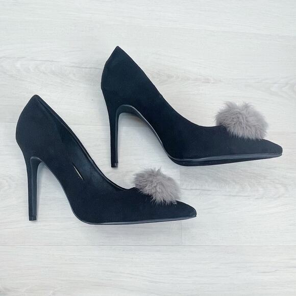 NEW Ashley Stewart Suede Pom Pom Stiletto Heels Size 10W NEW IN BOX - Picture 11 of 16